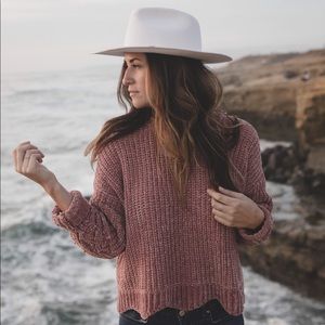 White wide brim Brixton Hat